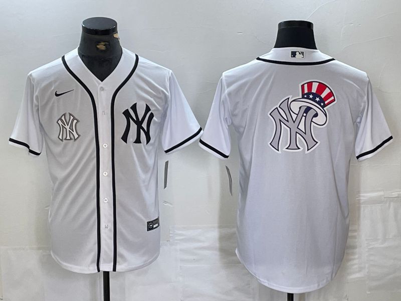 Men New York Yankees Blank White Third generation joint name Nike 2024 MLB Jersey style 11->new york yankees->MLB Jersey